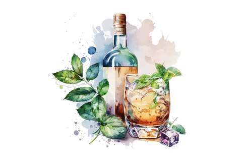 Alcohol beverage bottles hand painting